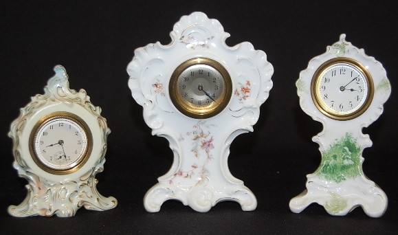 Group of 3 Porcelain Decorated Dresser Clocks — Antique Clocks Price Guide