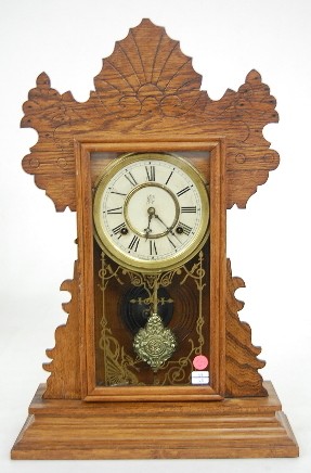Waterbury Oak Carved T and S Kitchen Clock — Antique Clocks Price Guide