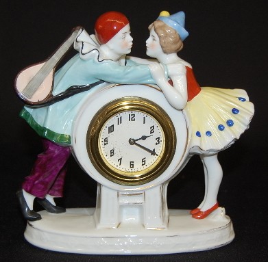 Porcelain Loving Couple Dresser Clock — Antique Clocks Price Guide