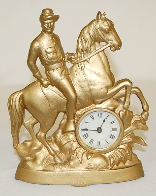 Iron Teddy Roosevelt on Horse Clock — Antique Clocks Price Guide