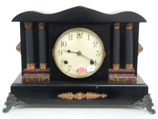 Waterbury 4-Column Black Mantle Clock — Antique Clocks Price Guide