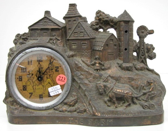 Metal Novelty Clock "The Farm" United Clock Corp. — Antique Clocks Price Guide