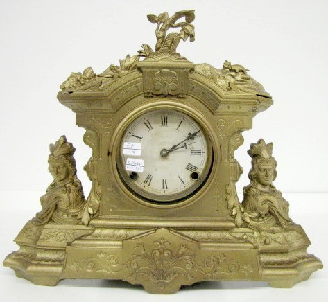 1859 N. Mueller Metal Case Mantle Clock — Antique Clocks Price Guide