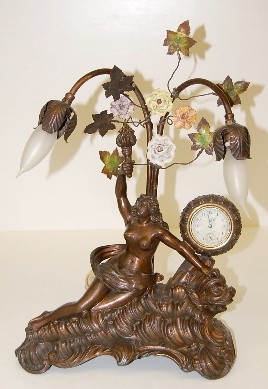 New Haven Art Nouveau Bronzed Statue Clock/Lamp — Antique Clocks Price Guide