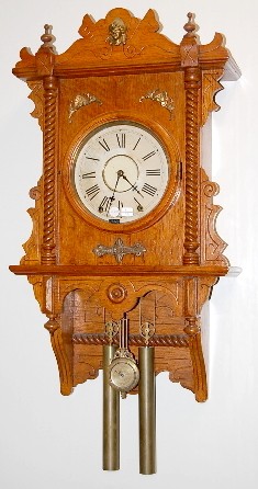 Oak Waterbury Study Weight Driven Wall Clock — Antique Clocks Price Guide
