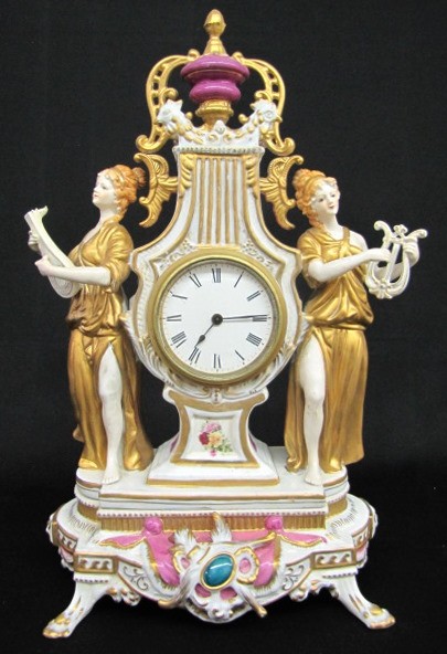 20th Century Dresden Figural Clock — Antique Clocks Price Guide