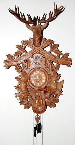 48" Gun and Game Deer Head Cuckoo Clock — Antique Clocks Price Guide