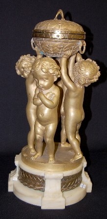 French Annular Bronze Cherub Statue Clock — Antique Clocks Price Guide