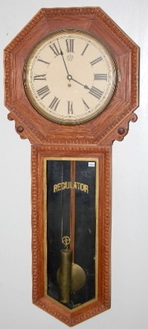 New Haven Bank Regulator Long Drop Clock — Antique Clocks Price Guide
