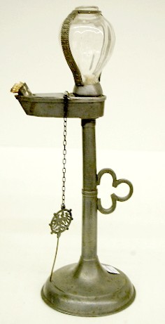 Antique German Pewter Oil Lamp Clock — Antique Clocks Price Guide