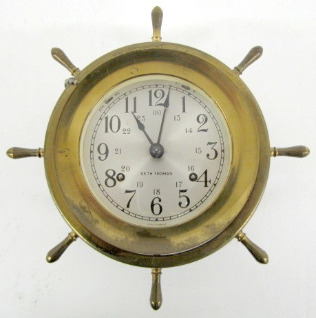 Seth Thomas Brass Ships Wheel Clock — Antique Clocks Price Guide