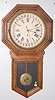 Oak Time and Calendar Long Drop Schoolhouse Clock