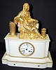 French Dore Marble Statue Clock
