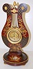 Maroon Chinosserie Lyre Clock