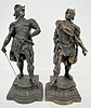 Pair Waterbury Cavalier Metal Side Statues