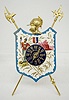 Porcelain Shield w/Falconer Easel Clock