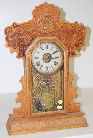 Pressed Oak Ingraham Kitchen Clock — Antique Clocks Price Guide