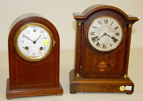 2 Mantle Clocks: New Haven Inlaid and Oak Inlaid — Antique Clocks Price Guide