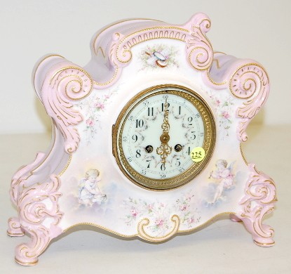 French Cherub Decorated China Case Clock — Antique Clocks Price Guide