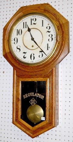 Oak Ansonia Office Long Drop Regulator Clock — Antique Clocks Price Guide