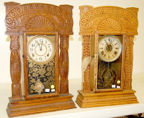 2 Ingraham Pressed Oak "Atlantic" Kitchen Clocks — Antique Clocks Price Guide