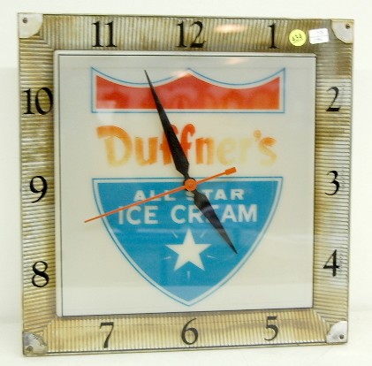 Electric Advertising Duffner's Ice Cream Clock — Antique Clocks Price Guide