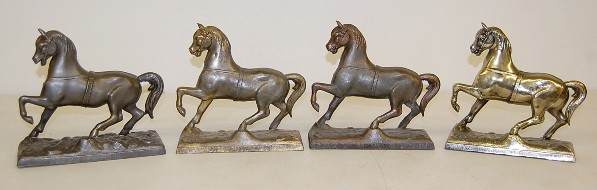 4 Prancing Horse Metal Clock Statues — Antique Clocks Price Guide