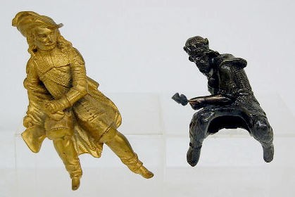 2 Male Metal Clock Statues: Cavalier and King — Antique Clocks Price Guide
