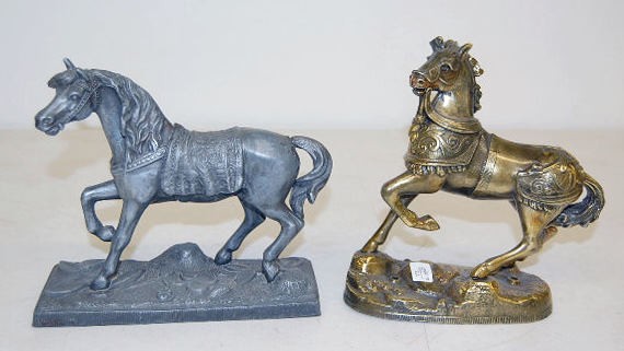 2 Fancy Prancing Horse Metal Clock Statues — Antique Clocks Price Guide