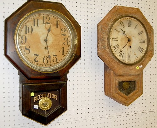 2 Short Drop School House Clocks — Antique Clocks Price Guide