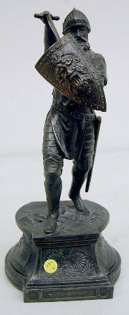 Clock Statue of Warrior With Sword and Shield — Antique Clocks Price Guide