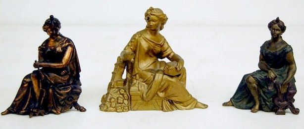 3 Seated Lady Metal Clock Statues — Antique Clocks Price Guide