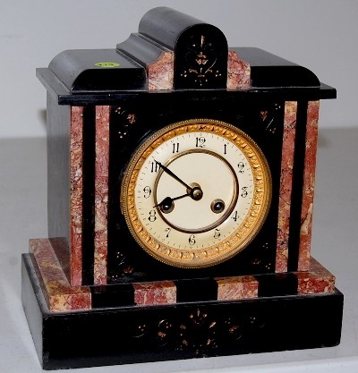 Slate/Red Marble Mantle Clock — Antique Clocks Price Guide