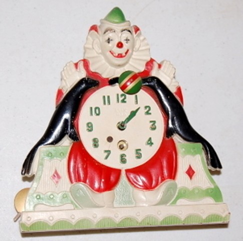 Lux Figural Clown Pendulette — Antique Clocks Price Guide