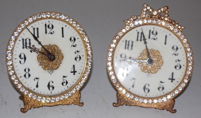2 Ansonia Rhinestone Dresser Clocks — Antique Clocks Price Guide