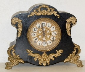 Black Mantle Clock w/ Metal Trim — Antique Clocks Price Guide