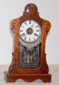 Small Walnut Antique T and S Kitchen Clock W/ Alarm — Antique Clocks Price Guide