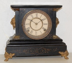 Ansonia Iron Case Mantle Clock w/ Lion Heads — Antique Clocks Price Guide