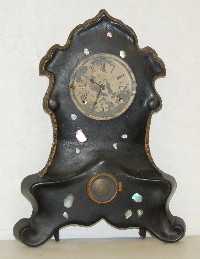 Antique Iron Front Shelf Clock, Abalone Inlay — Antique Clocks Price Guide