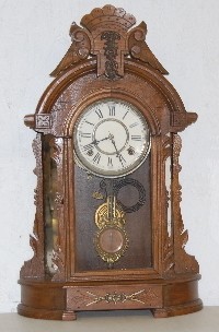 Antique Walnut Mirrorside T and S Parlor Clock — Antique Clocks Price Guide