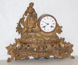 French Figural Clock w/ Lady and Flowers — Antique Clocks Price Guide