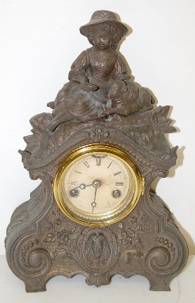 N. Muller Metal Figural Girl and Sheep Clock — Antique Clocks Price Guide