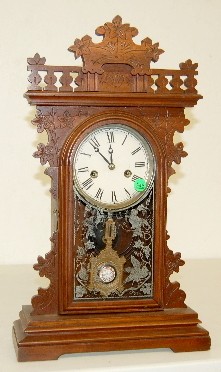 Antique Carved Walnut Kitchen Clock — Antique Clocks Price Guide