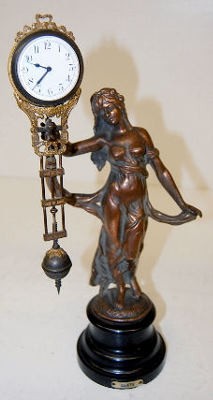 Lady Figural Swinger Clock — Antique Clocks Price Guide