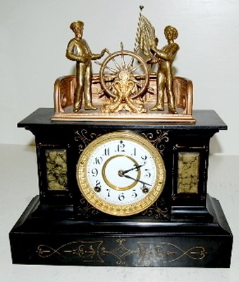 Antique Ansonia Helmsman Iron Case Clock — Antique Clocks Price Guide