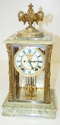 Ansonia "Laurette" Onyx Crystal Regulator Clock — Antique Clocks Price Guide