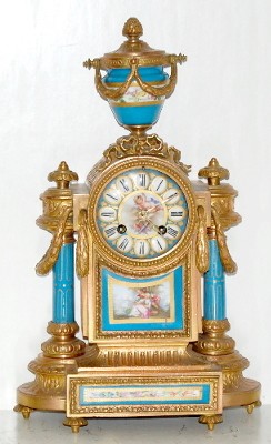 French Porcelain and Metal Sevres Style Clock — Antique Clocks Price Guide