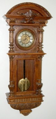 Antique Carved and Engraved 2 Weight Vienna Clock — Antique Clocks Price Guide