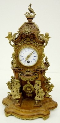 Lenzkirch Miniature Bronze and Walnut Shelf Clock — Antique Clocks Price Guide