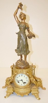 Antique 2 Pc Statue Clock "Les Premiers Fruits" — Antique Clocks Price Guide